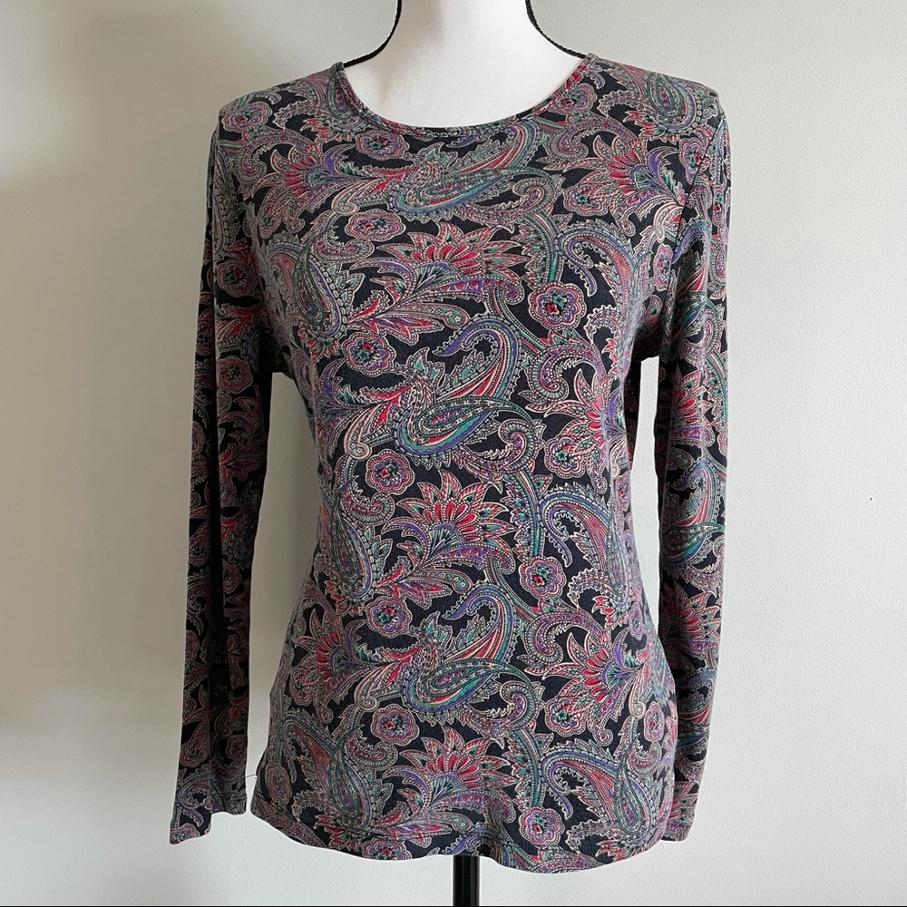 Lauren Ralph Lauren Long Sleeve Multicolor Paisley Floral Print Shirt